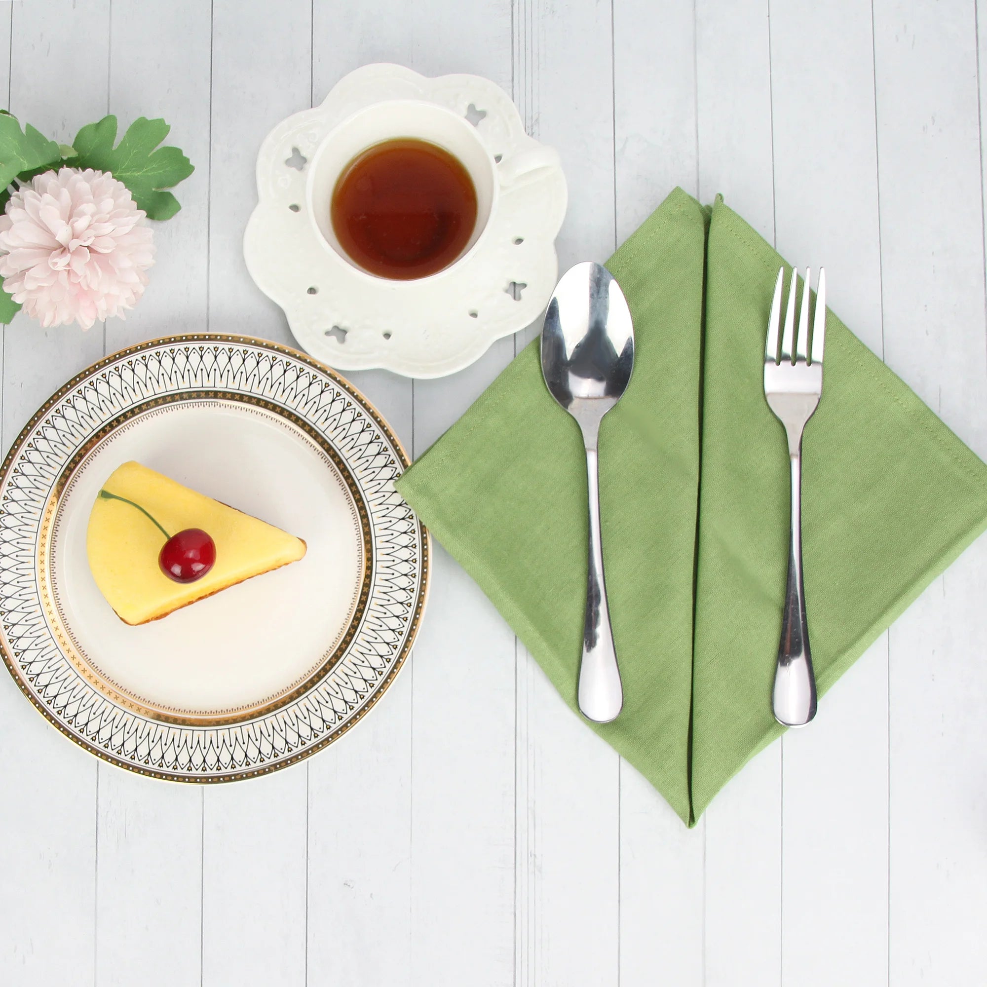 Set of 12 PCS 40x40cm Cotton Linen Blended Cloth Napkins Placemats Soft Dining Table Tea Towels For Home & Events Use