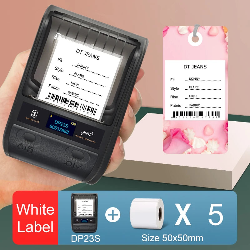 DETONGER DP23S Barcode QR Code Clothes Jewelry Price Tag Printer Android iOS Bluetooth Connection PC Printer