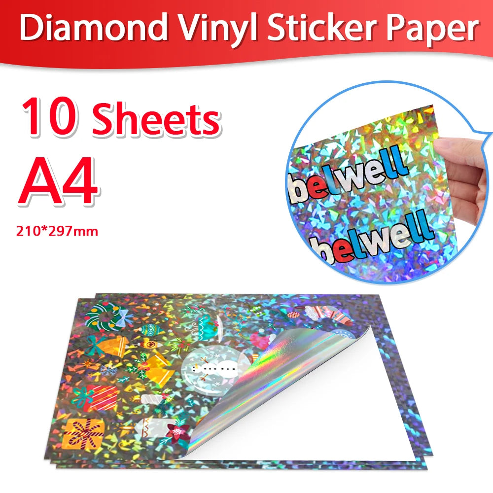 10Sheets Transparent Printable Vinyl Sticker Paper A4 Waterproof Self-Adhesive Copy Paper to DIY Stickers For All Inkjet Printer