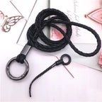 Soft pu weave Neck strap Keychains Pendant Neckline Lanyard Mobile phone Strap Charms Keyring Buckle rope Anti-slip Cord Lanyard