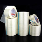 25m/50m Strong Glass Fiber Tape Transparent Striped Single Side No Trace Adhesive Tape Industrial Strapping Packaging Fixed Seal