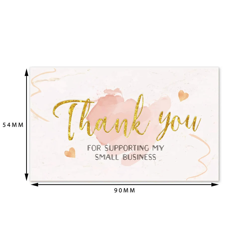 30 Pcs/pack Thank You Card Foil Gold Card Thank You For Your Supporting My Small Business Card Small Shop Gift Decorative Card