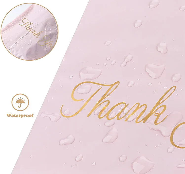 50PCS Thank You Pink Poly Mailer Adhesive Envelopes Bag DIY Logo T-shirt Underwear Dress Leggings Toys Shipping Portable Pouches