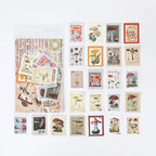Yoofun 46pcs/pack Vintage Stickers Postage Stamp Sticker Retro Museum Flower Plants Castle Label for Scrapbooking Journal DIY
