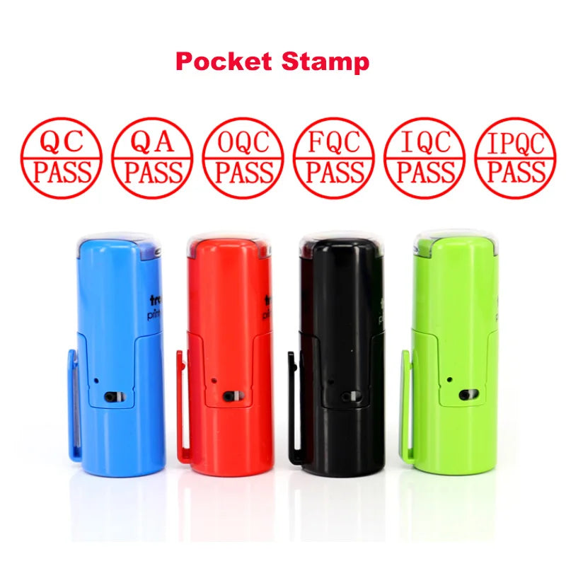 DIY Custom QC Inspect  Self-Inking Pocket Stamp Laser Engraved Rubber Seal Stamp