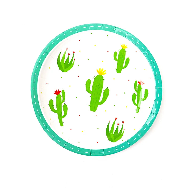 Llama Party Disposable Tableware Cartoon Cactus Alpaca Paper Plates Cups Kids Birthday Party Decoration Baby Shower Supplies