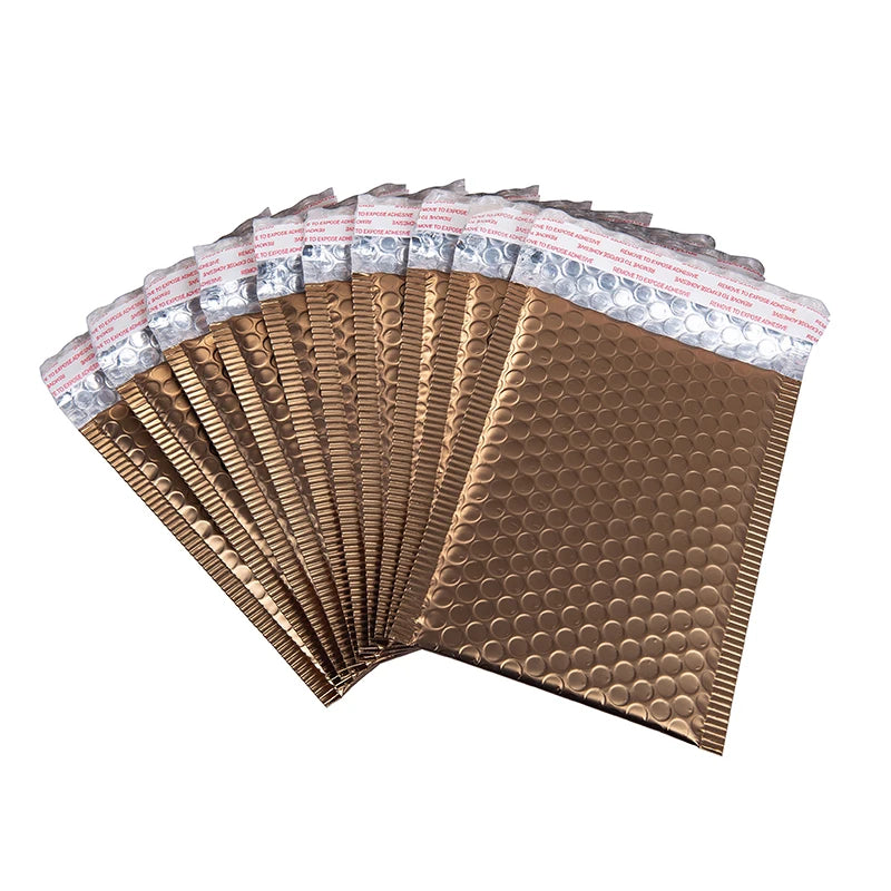 10Pcs Matte Gold Bubble Envelope Shockproof Bubble Mailers Padded Shipping Mailing Bags  Express Gift Packaging Bag