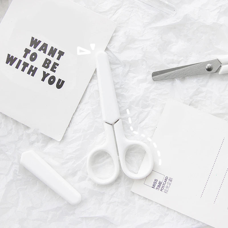 Mini White Scissor INS Style Portable Stainless Steel Blade Cutter for Paper Home Handwork Stationery Office School Gift F676