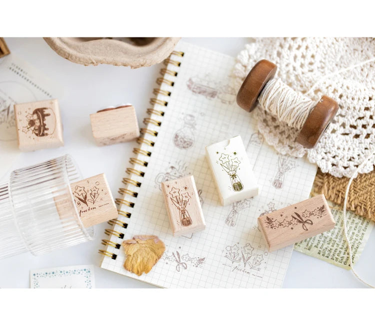 Yoofun Star River Wood Stamps Standard Rubber Kawaii Stamp Seal For DIY Scrapbooking Journal Card Making Decoroation Crafts