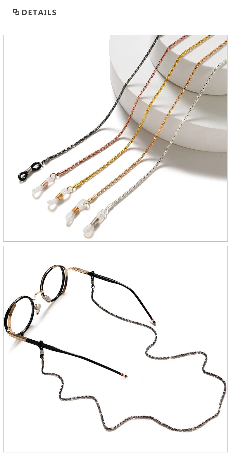 Fashion Reading Glasses Chain for Women Metal Sunglasses Cords Eyeglass Lanyard Hold Straps Eyewear Retainer