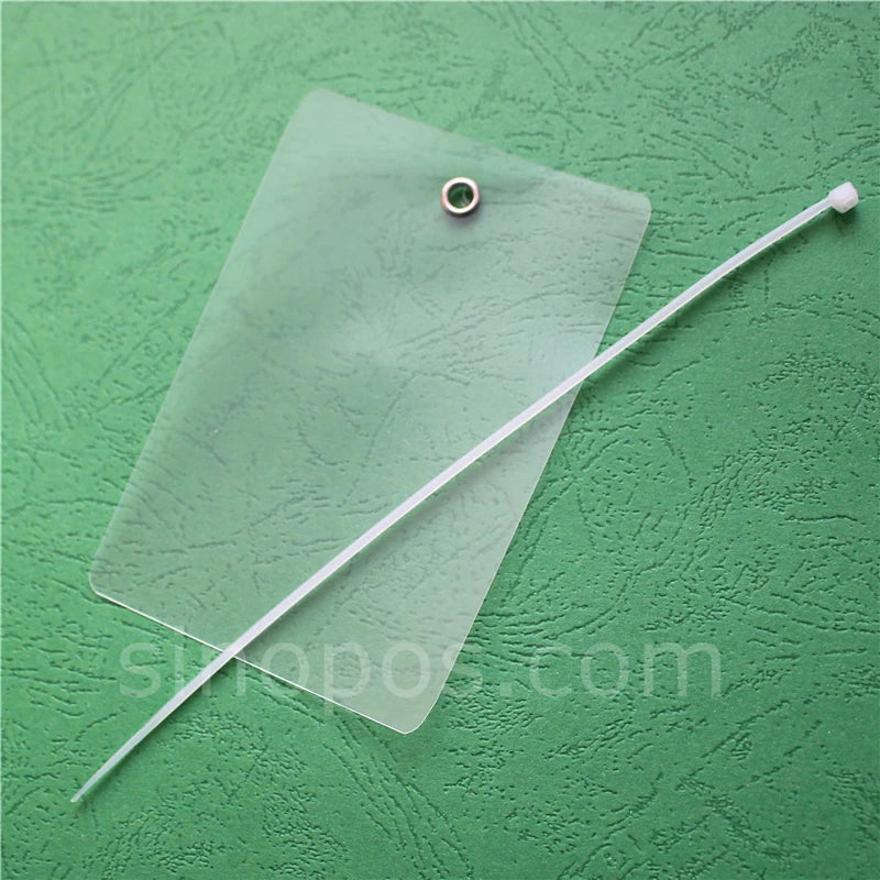 Blank Vinyl Tags With Metal Eyelet & Tie, PVC price ticket plastic outdoor shipping label consignment card heavy duty hangtag