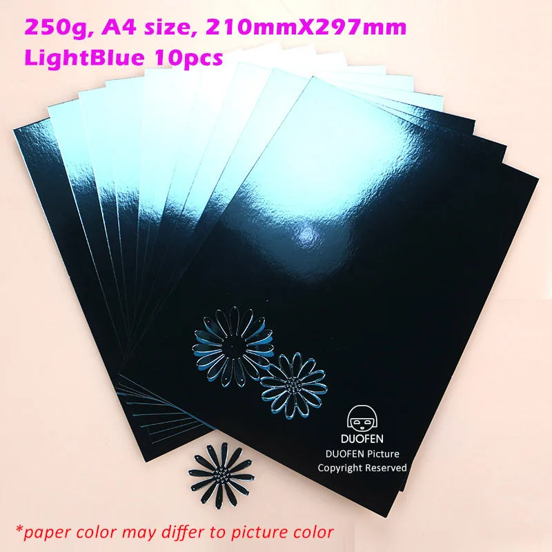 DUOFEN craft paper shining color golden gilded mirror suface A4 250g for DIY papercraft projects Scrapbook Paper Album