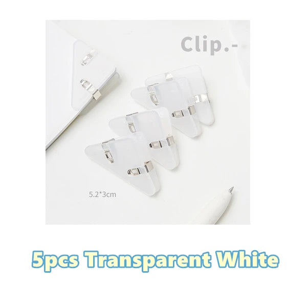 5pcs Mini Color Corner Clips Set Transparent & Solid Colorful Page Holder Paper Clip Clamp File Index Photo Office School A6692