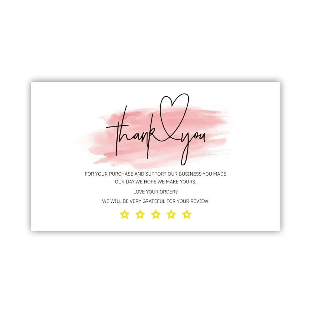 30pcs/pack Pink Thank You Card For Supporting Business Package Decoration "Gorgeous Thanks" Business Card Handmade With Love