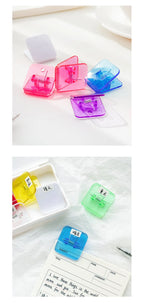 5pcs Candy Mini Square Clips Transparent & Solid Color Page Holder Paper Clip for Memo File Magazine Household A6794