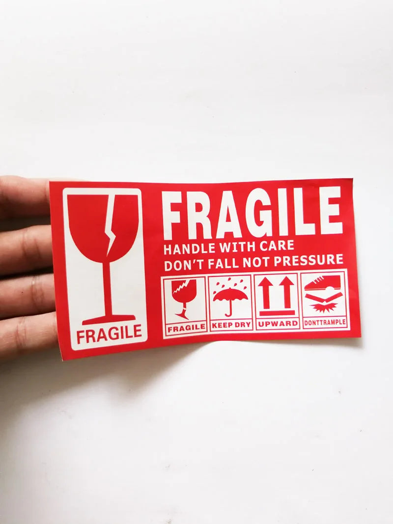 100pcs 130*70mm Large Box Shipping Label in English Fragile Products Sticker Warning Handle With Care/Up/Keep Out of Rain