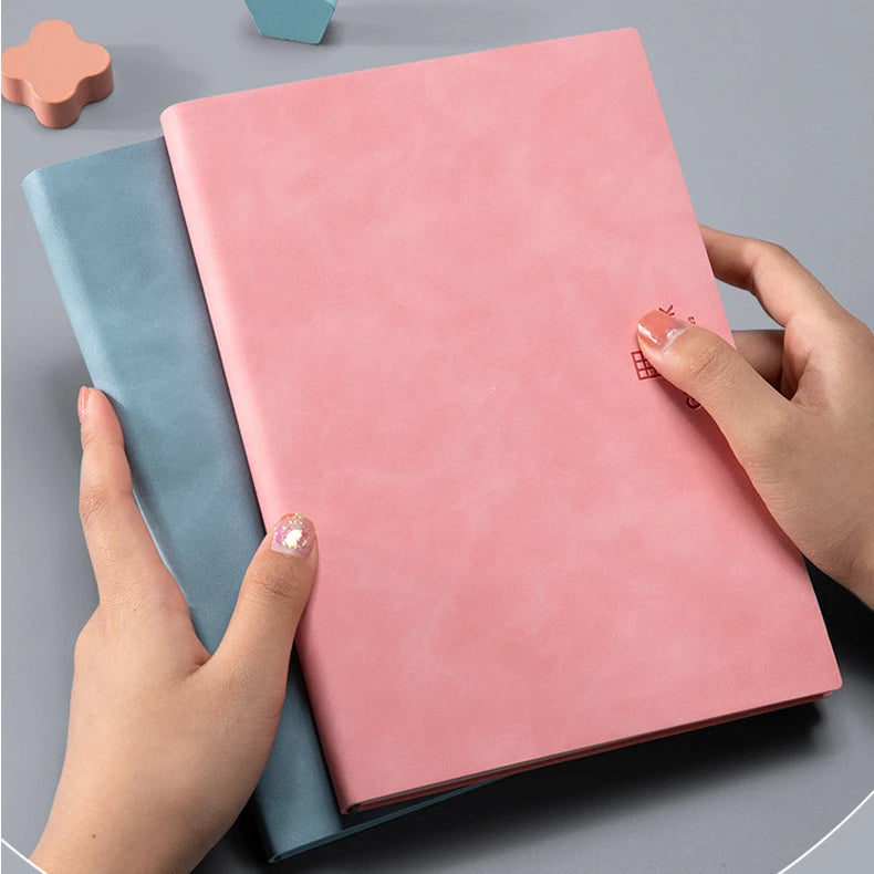 A5/B5 Thickened Notebook 100sheets Grid Square Diary Notebooks and Journals Soft Pu Leather Sketchbook School Stationery