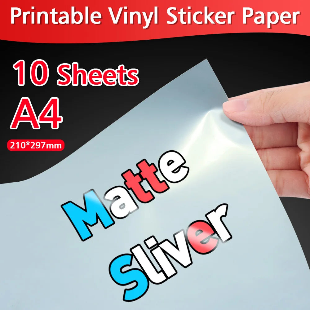 10Sheets Transparent Printable Vinyl Sticker Paper A4 Waterproof Self-Adhesive Copy Paper to DIY Stickers For All Inkjet Printer