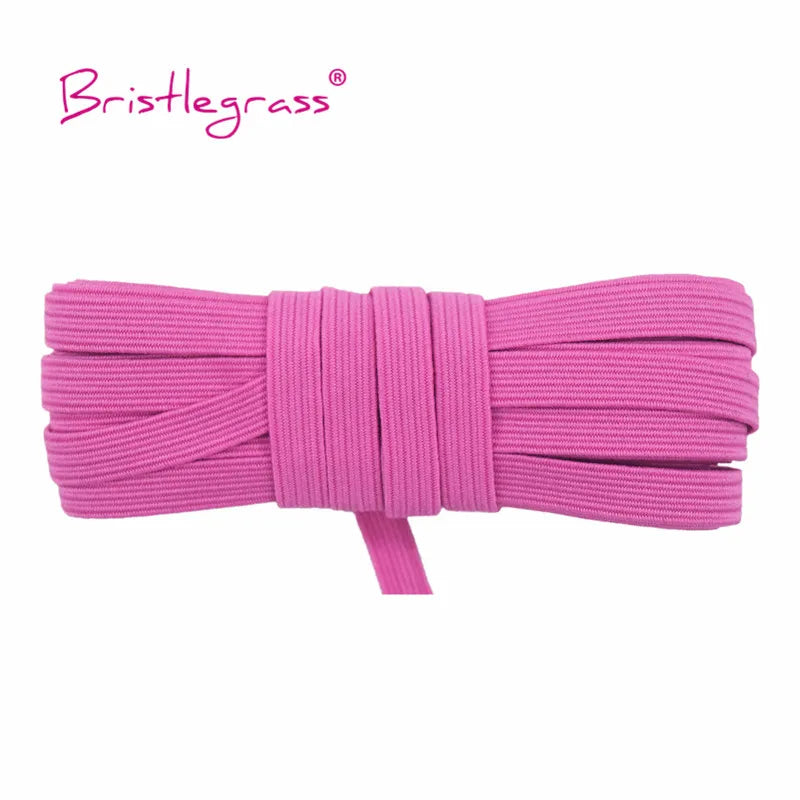 BRISTLEGRASS 2 5 10 Yard 1/4" 6mm Flat Skinny Elastic Cord Glitter Latex Rubber Band Rope Notebook Earloop Dress DIY Sewing Trim