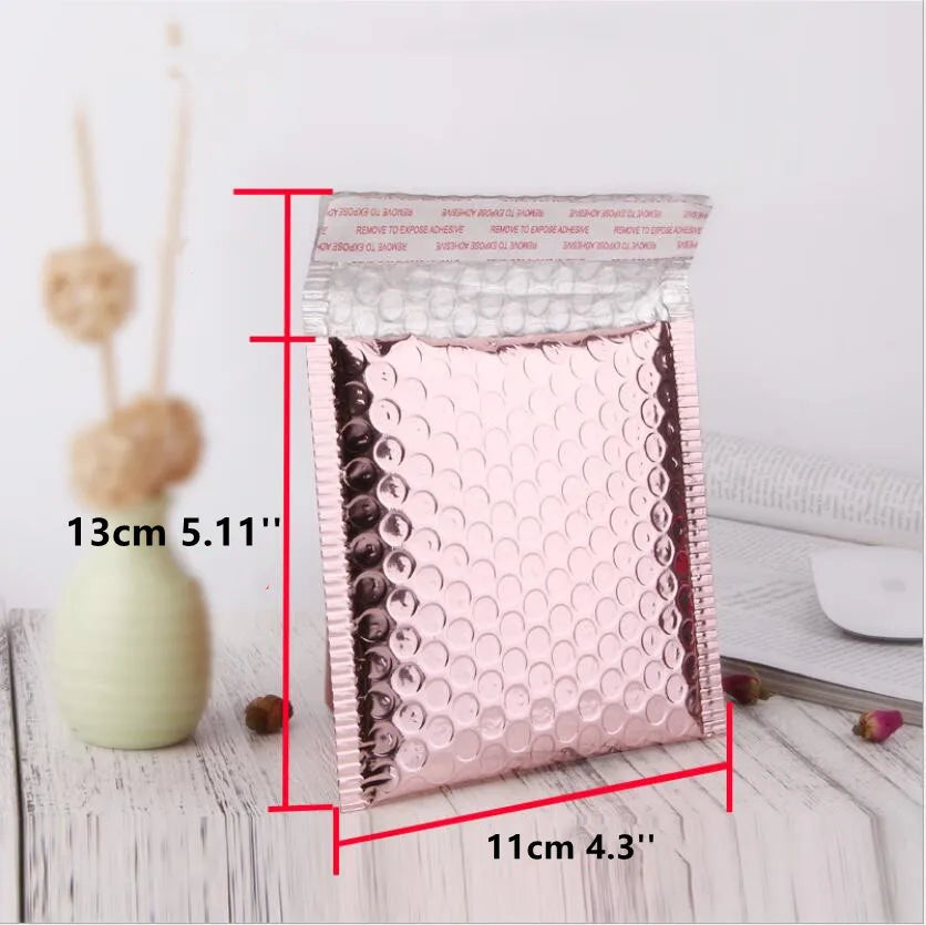 50pcs Rose Gold Poly Bubble Mailer Envelopes Aluminum Foil Padded Envelopes Self Seal Bubble Shipping Mailer Bags