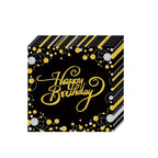 Gold Black Party Happy Birthday Banner Disposable Tableware Pink Paper Cups Plate Napkins For Kids Birthday Party Decor Supplies