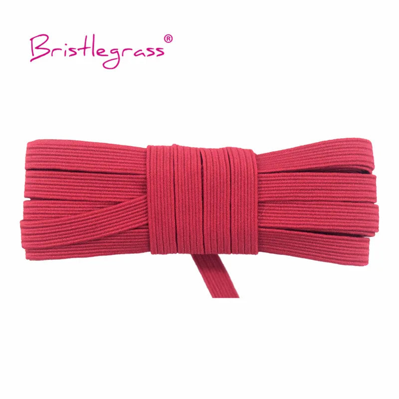 BRISTLEGRASS 2 5 10 Yard 1/4" 6mm Flat Skinny Elastic Cord Glitter Latex Rubber Band Rope Notebook Earloop Dress DIY Sewing Trim