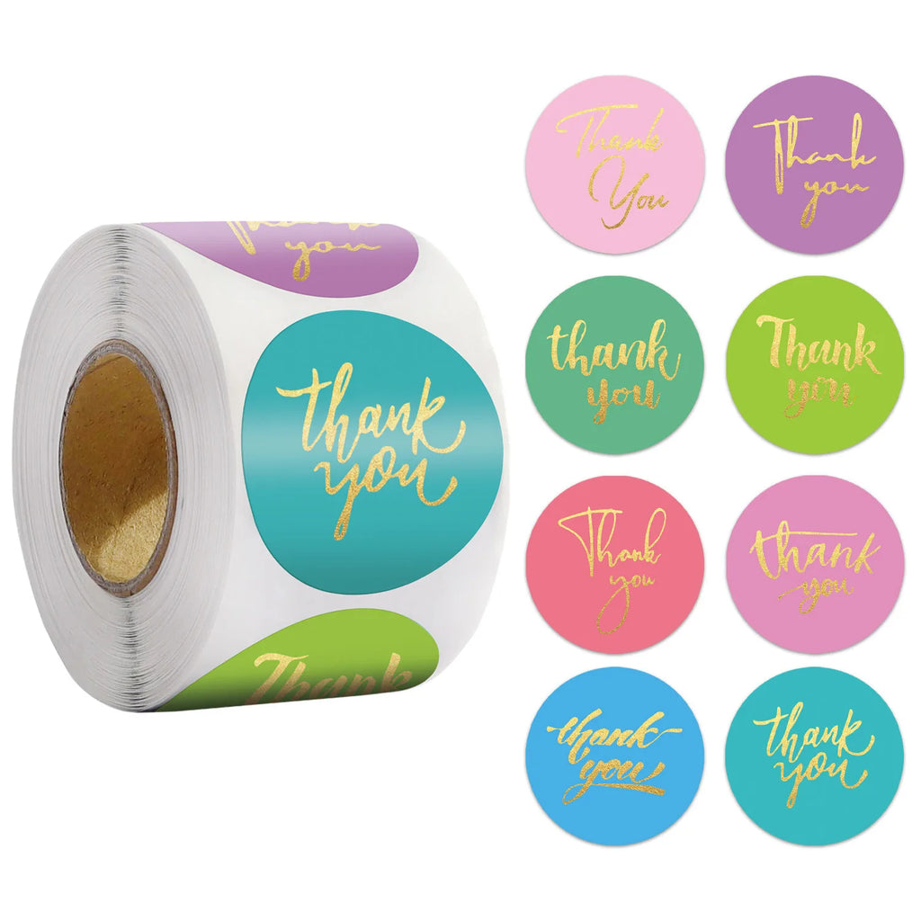 100-500pcs Laser Thank You Stickers for Small Business Holographic Silver Adhesive Labels for Bags Boxes Envelope Mail GIft