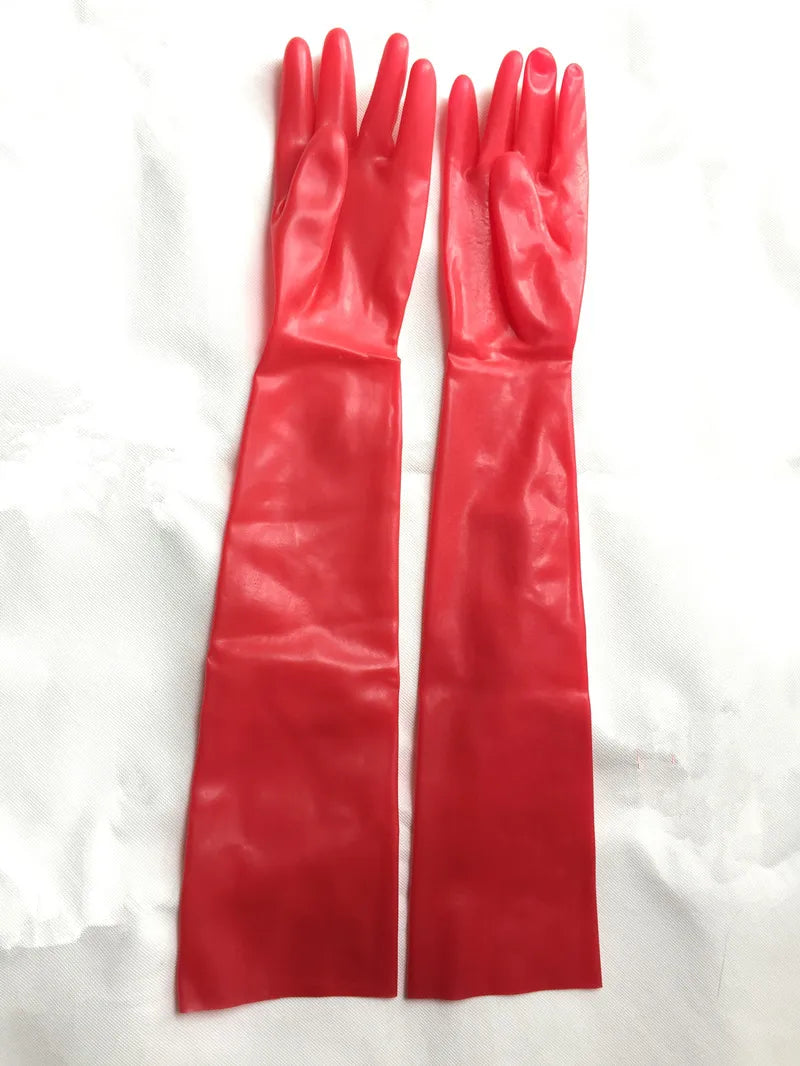 Free shipping !!! Hot Wrist seamless black / red latex opera long latex gloves fetish latex gloves
