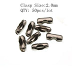 1.5 2.0 2.4 3.2 4 6 8 10mm Stainless Steel Ball Chain Bulk Bead Chain Necklace Connector Clasp For DIY Necklace Jewelry Making