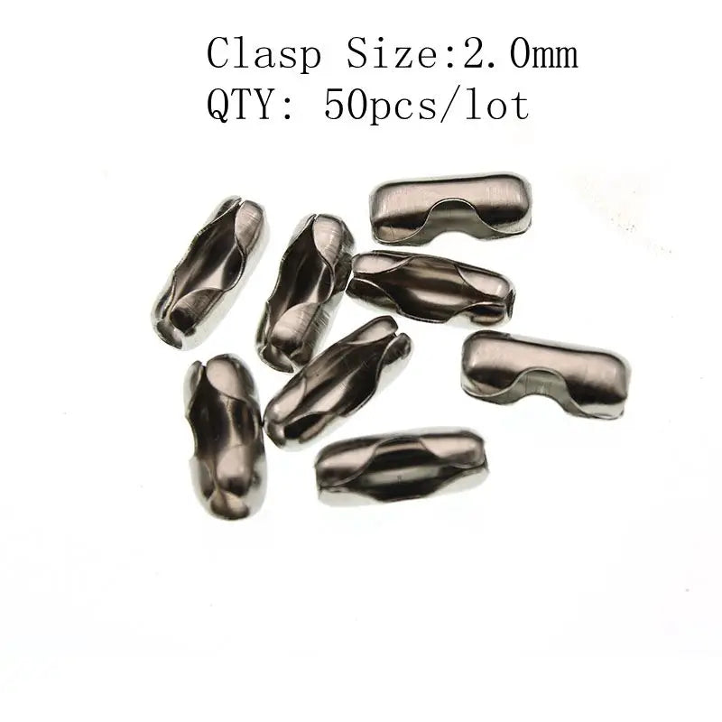 1.5 2.0 2.4 3.2 4 6 8 10mm Stainless Steel Ball Chain Bulk Bead Chain Necklace Connector Clasp For DIY Necklace Jewelry Making