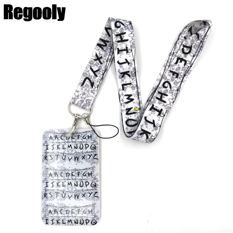 Letters Anime Lanyard Badge Holder ID Card Lanyards Mobile Phone Rope Key Lanyard Neck Straps Keychain Key Ring