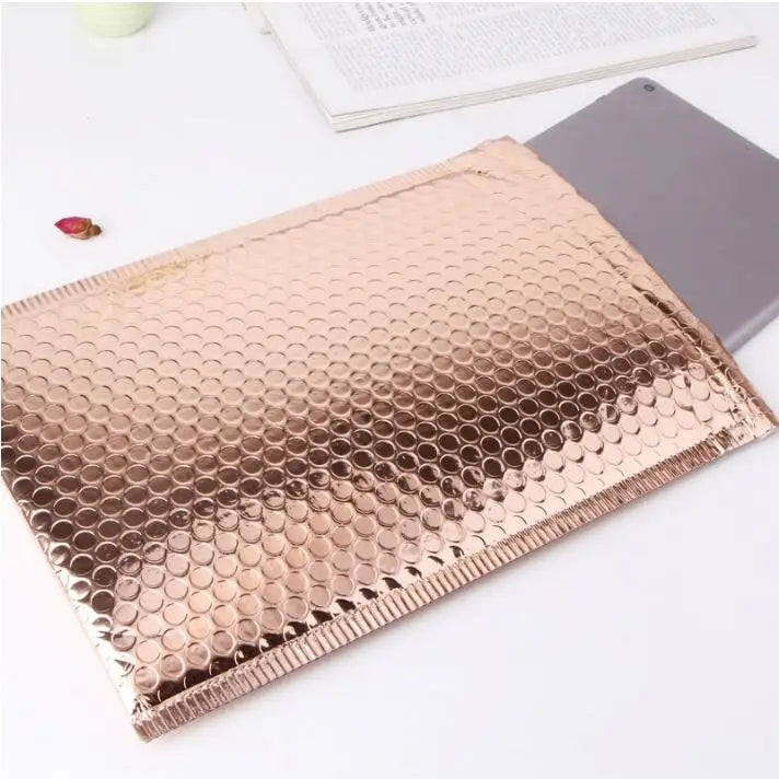 50pcs Rose Gold Poly Bubble Mailer Envelopes Aluminum Foil Padded Envelopes Self Seal Bubble Shipping Mailer Bags