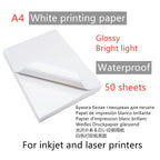 10/50pcs Waterproof sticker paper A4 Laser Inkjet Printer Paper White Glossy Transparent  Self Adhesive Sticker Label Copy Paper