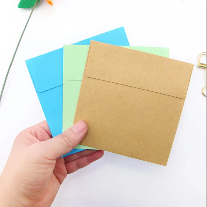 20Piece 10*10cm Square Color Candy Small Envelope DIY Colour Purple/Black/Green/cowhide/yellow/Blue/Pink
