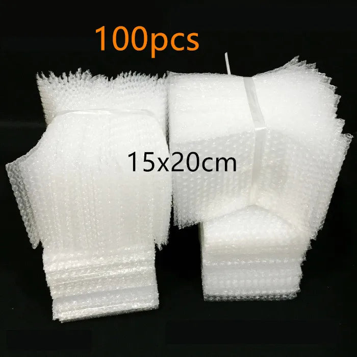 100pcs 15x20cm Plastic Wrap Envelope White Packing PE Clear Shockproof Packaging Bag Double Film Bubble Bag