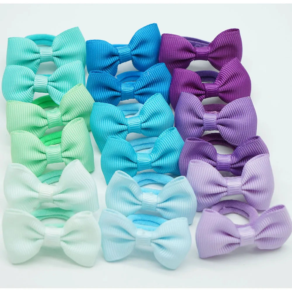 40/60/80 Baby Girls Hair Ties 2 Inches Hair Bows Rubber Band Ribbon Hair Bands Ropes for Infant Children Gift 40 Colors in Pairs
