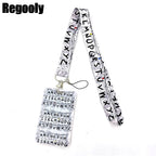 Letters Anime Lanyard Badge Holder ID Card Lanyards Mobile Phone Rope Key Lanyard Neck Straps Keychain Key Ring