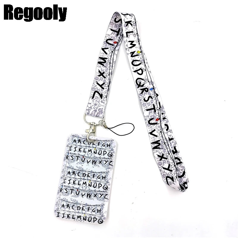 Letters Anime Lanyard Badge Holder ID Card Lanyards Mobile Phone Rope Key Lanyard Neck Straps Keychain Key Ring