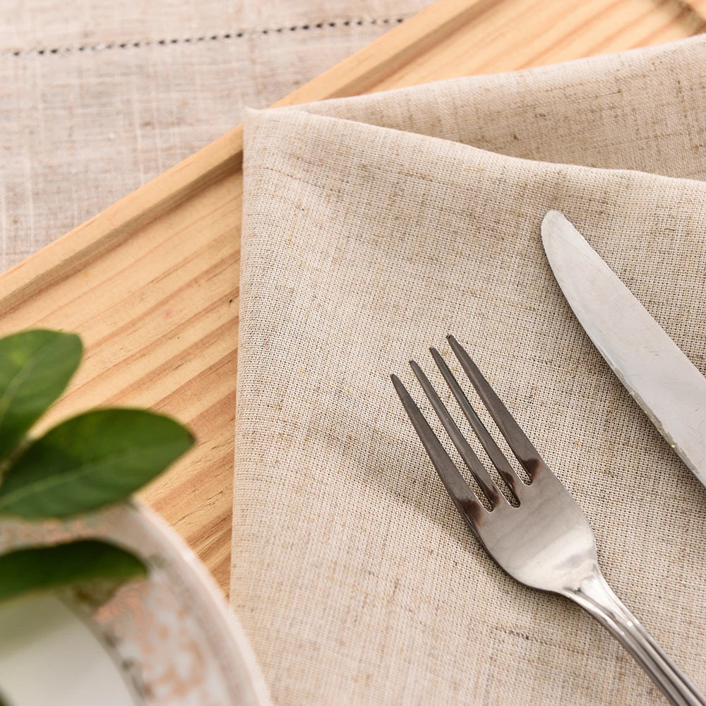 12pcs Table Napkins Wedding Party Dinner Table White Cloth Napkin Restaurant Home Napkins Cotton Linen Handkerchie 4 Size