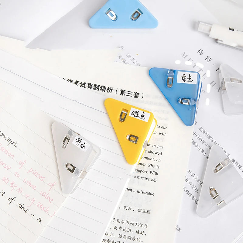 5pcs Mini Color Corner Clips Set Transparent & Solid Colorful Page Holder Paper Clip Clamp File Index Photo Office School A6692