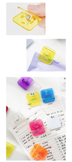 5pcs Candy Mini Square Clips Transparent & Solid Color Page Holder Paper Clip for Memo File Magazine Household A6794