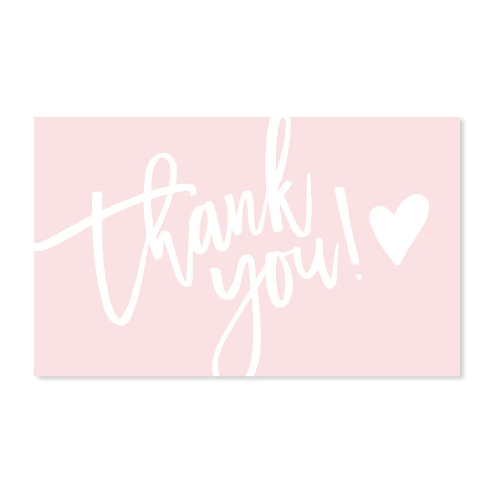 30pcs/pack Pink Thank You Card For Supporting Business Package Decoration "Gorgeous Thanks" Business Card Handmade With Love
