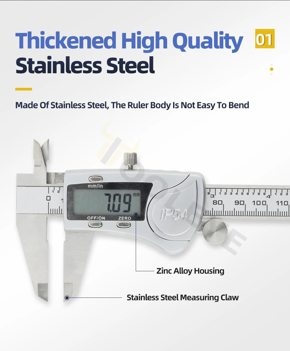 IP54 Calipers Stainless Steel Digital Pachymeter Caliber Measuring Tools Carpenter Tools Electronic Caliper Metal Vernier Ruler