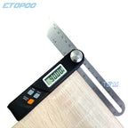 360 Degree Angle Finder Electronic Level T Bevel Gauge Digital Protractor Inclinometer Ruler Sliding LCD Display Stainless Steel