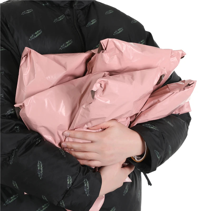 50Pcs Pink Poly Mailer Shipping Bags Waterproof Mailing Envelopes Self Seal Post Transport Bags Thicken Courier Bag 16 Sizes
