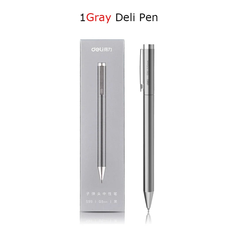 Deli Metal Gel Pen Rollerball Caneta ручка Ballpoint 0.5MM Signing Pens for Office Students Business Stationary Supplies