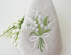 Lily of the Valley, Flower Embroidered Linen Look Napkins, Placemats, Table Mats, Hotel, Airbnb, Restaurant 40x40cm