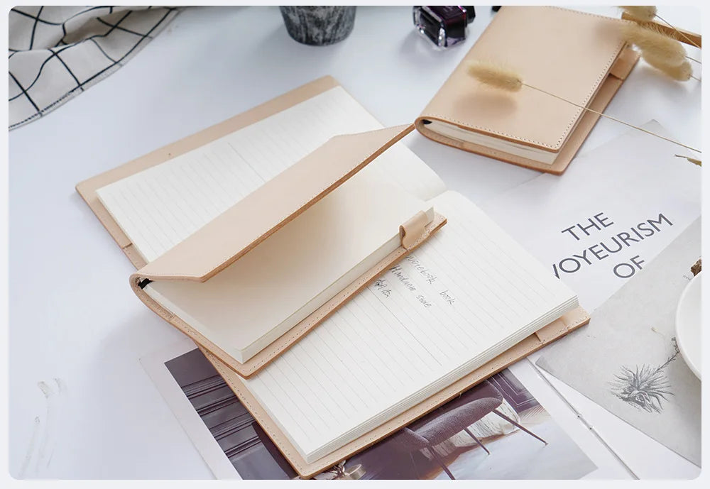 100% Genuine Leather Cover A5A6B6 Sketchbook Planner with Grid Blank Insert Retro Notebooks and Journals Diary Cover Stationery