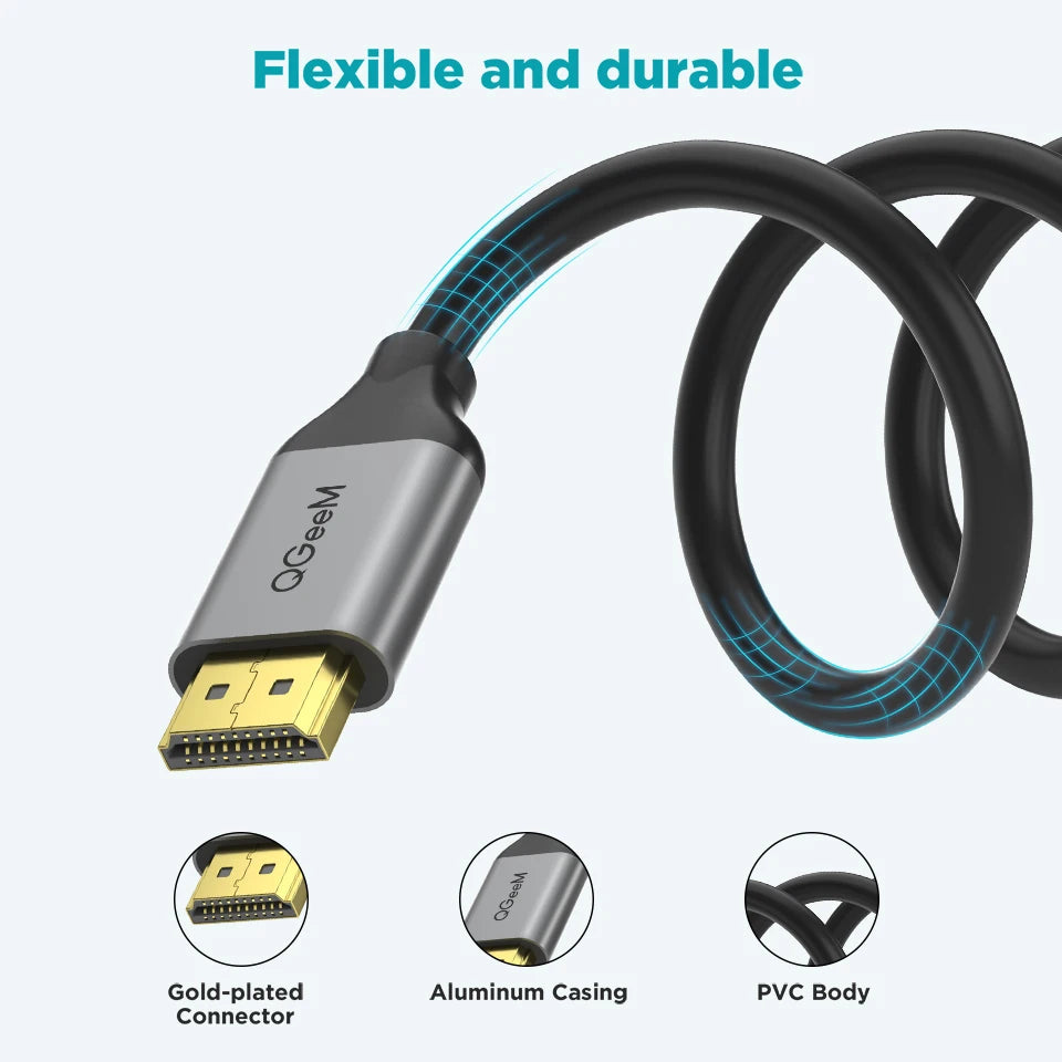 QGeeM 8K HDMI Cable HDMI 2.1 Wire for Xiaomi Xbox Serries X PS5 PS4 Chromebook Laptops 120Hz HDMI Splitter Digital Cable Cord 4K