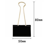 10PCS Metal Paper Clip 19 25 32 41 51mm Foldback Metal Binder Clips Black Grip Clamps Paper Document Office School Stationery